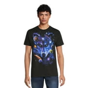 SUN DANCE GRAPHICS Galaxy Wolf Head Men's Graphic Tee with Short Sleeves, Sizes S-3XL