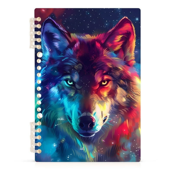 Galaxy Wolf Head Spiral Journal Notebook College Ruled Notebook 8.3" x 5.7" A5 Lined Thick Paper Page