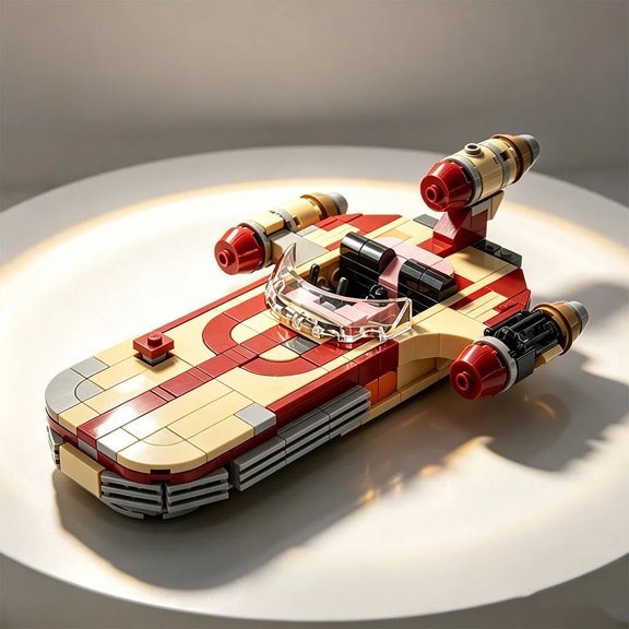Galaxy X-34 Battles Spaceships MOC Landspeeders Fighters Land Airship Aircraft Model Building Blocks Bricks Festival Party Gifts