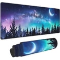 thumbnail image 1 of Galaxy XL Large Gaming Mouse Pad, Full Desk Mousepad with Milky Way and Moon in Night Forest, Extended Big Computer Mat for Desk, Non Slip Long Deskpad for Men Office (Blue, 31.5*11.8 in), 1 of 6