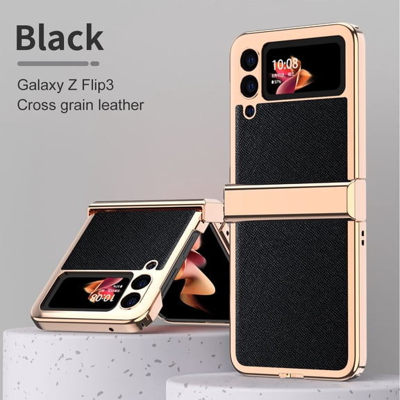 Galaxy Z Flip 3 5G Case, Luxury Slim Drop Protection Rugged Cover Anti-Scratch Shookproof Protective Phone Case for Galaxy Z Flip 3 2021,Black