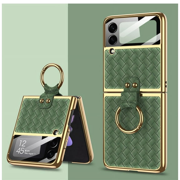 Galaxy Z Flip 3 Case, Phone Case for Samsung Z Flip3 5G with Ring Ultra Thin Shockproof Protetive Bumper Girls Women Cover for Samsung Galaxy Z Flip 3 5G 2021,Green