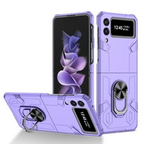 Galaxy Z Flip 3 Case,Rugged Military Grade Anti-Fall Shockproof Heavy Duty Protective Phone Case with Kickstand Magnetic Ring Stand Full Body Case For Samsung Galaxy Z Flip 3,Purple