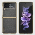 thumbnail image 1 of Galaxy Z Flip 3 Case,Samsung Z Flip 3 Case, Thin Plating Hard PC Shookproof Folding Anti-Drop PU Leather Glossy Design Back Phone Cover For Samsung Galaxy Z Flip 3,Black, 1 of 11