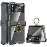 Galaxy Z Flip 3 Case with Hinge Protection Clear Samsung Flip 3 Case with Kickstand Protective Cover for Samsung Galaxy Z Flip 3 5G 2021 - Black