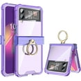 thumbnail image 1 of Galaxy Z Flip 3 Case with Hinge Protection Clear Samsung Flip 3 Case with Kickstand Protective Cover for Samsung Galaxy Z Flip 3 5G (2021) - Purple, 1 of 12