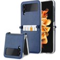 thumbnail image 1 of for Galaxy Z Flip 4 5G Case with Card Holder Hard PC Premium Leather Wallet Case for Women Girls Men Anti-Scratch Anti-Drop Protective Slim Cover with Card Slot-Blue, 1 of 14
