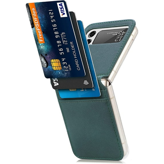 Galaxy Z Flip 4 5G Case,Samsung Z Flip 4 Luxury PU Leather Wallet Protective Phone Case with Card Slots Pocket Cover Case for Samsung Galaxy Z Flip 4 5G Green