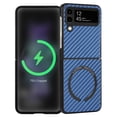 thumbnail image 1 of for Galaxy Z Flip 4 6.7" 2022 Case, Premium Leather Texture Anti-Drop Folding Case with Wireless Charging Shockproof Protective Case for Z Flip 4 Women Men, Blue, 1 of 10
