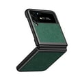 thumbnail image 1 of Galaxy Z Flip 4 Case 2022, Allytech Lychee Pattern PU Leather Hard Back Foldable All Around Protective Case for Samsung Galaxy Z Flip 4 5G, Green, 1 of 6