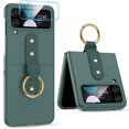 thumbnail image 1 of Galaxy Z Flip 4 Case with Ring Holder, Z Flip 4 Case with 9H Glass All-Inclusive Camera Lens Protector and Metal Ring Holder, Matte PC Slim Protective Case for Samsung Galaxy Z Flip 4 5G - Green, 1 of 16