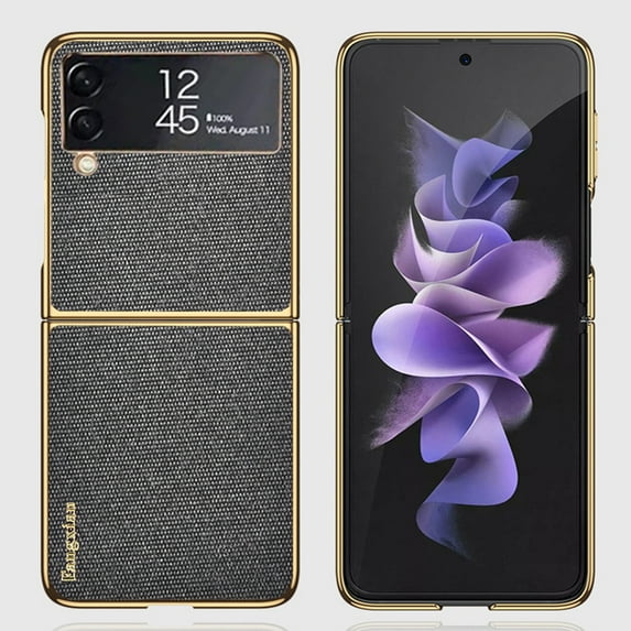 Galaxy Z Flip 4 Case,Samsung Z Flip 4 Case, Plating Bumper Cover Thin Hard PC Shookproof Folding Anti-Drop Wear-Resistant Glossy Design Back Phone Cover For Samsung Z Flip 4,Black