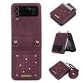 thumbnail image 1 of Galaxy Z Flip 4 Case with Shoulder Strap Lanyard, Allytech Glitter PU Leather Card Holder Pocket Removable Crossbody Strap Case for Samsung Galaxy Z Flip 4 5G 2022, Winered, 1 of 10