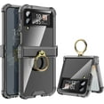 thumbnail image 1 of Galaxy Z Flip 4 Case with Hinge Protection Clear Samsung Flip 4 Case with Kickstand Protective Cover for Samsung Galaxy Z Flip 4 5G (2022) - Black, 1 of 12