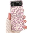 thumbnail image 1 of Galaxy Z Flip 4 Clear Leopard Case, Clear Flexible Rubber Leopard Painted Sparkle Hard Back Case Girls Women Glitter Shockproof Protective Case for Samsung Galaxy Z Flip 4 (Pink), 1 of 7
