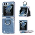 thumbnail image 1 of for Galaxy Z Flip 5 5G Case with Ring, Glitter Crystal Bling Sparkly Leather with Slim Fit Hard PC Bumper Protective Cases Cover Compatible with Samsung Galaxy Z Flip 5 5G 2023, Blue, 1 of 7