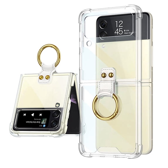 Galaxy Z Flip 5 Case, TECH CIRCLE Clear Crystal with Ring Stand Holder, Anti-Fall Slim Shockproof Protective Phone Cover Case for Samsung Galaxy Z Flip 5 2023,Clear