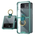 thumbnail image 1 of Galaxy Z Flip 5 Case, TECH CIRCLE Clear Crystal with Ring Stand Holder, Anti-Fall Slim Shockproof Protective Phone Cover Case for Samsung Galaxy Z Flip 5 2023,Green, 1 of 8