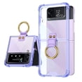 thumbnail image 1 of Galaxy Z Flip 5 Case, TECH CIRCLE Clear Crystal with Ring Stand Holder, Anti-Fall Slim Shockproof Protective Phone Cover Case for Samsung Galaxy Z Flip 5 2023,Purple, 1 of 8