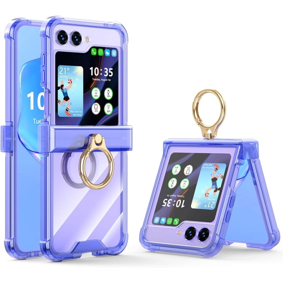 Galaxy Z Flip 5 Case with Hinge Protection Clear Samsung Flip 5 Case with Kickstand for Samsung Galaxy Z Flip 5 5G (2023) - Purple