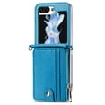 thumbnail image 1 of for Galaxy Z Flip 5 Wallet Case with Detachable Card Holder, Flip PU Leather Zipper Wallet Protective Phone Case Cover with Adjustable Cross-Body Strap for Samsung Galaxy Z Flip 5 5G 2023, Blue, 1 of 13