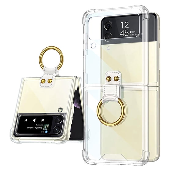 Galaxy Z Flip 6 Case, TECH CIRCLE Clear Crystal with Ring Stand Holder, Anti-Fall Slim Shockproof Protective Phone Cover Case for Samsung Galaxy Z Flip 6 2024,Clear