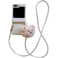 thumbnail image 1 of for Galaxy Z Flip 6 Cute Fuzzy Bear Crossbody Lanyard Phone Case, Elegant Woman Protective Kawaii Bear Design Slim Shockproof Cover Phone Cases (White,Flip 6), 1 of 9