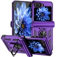 thumbnail image 1 of Galaxy Z Flip 6 Kickstand Armor Case with Slide Camera Lens Protection Cover Built-in 360° Rotate Ring Holder Stand Magnetic Military Shockproof Phone Cover Case for Samsung Galaxy Z Flip 6,
Purple, 1 of 10