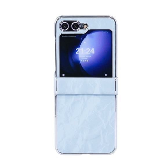 for Galaxy Z Flip 7 FE / Z Flip 6 Case, Luxury Ultra Slim PC Cover with Plating Frame, Silk-Like Skin-Friendly Touch, Magnetic Shockproof Scratch Resistant, Supports Wireless Charging, Lightblue