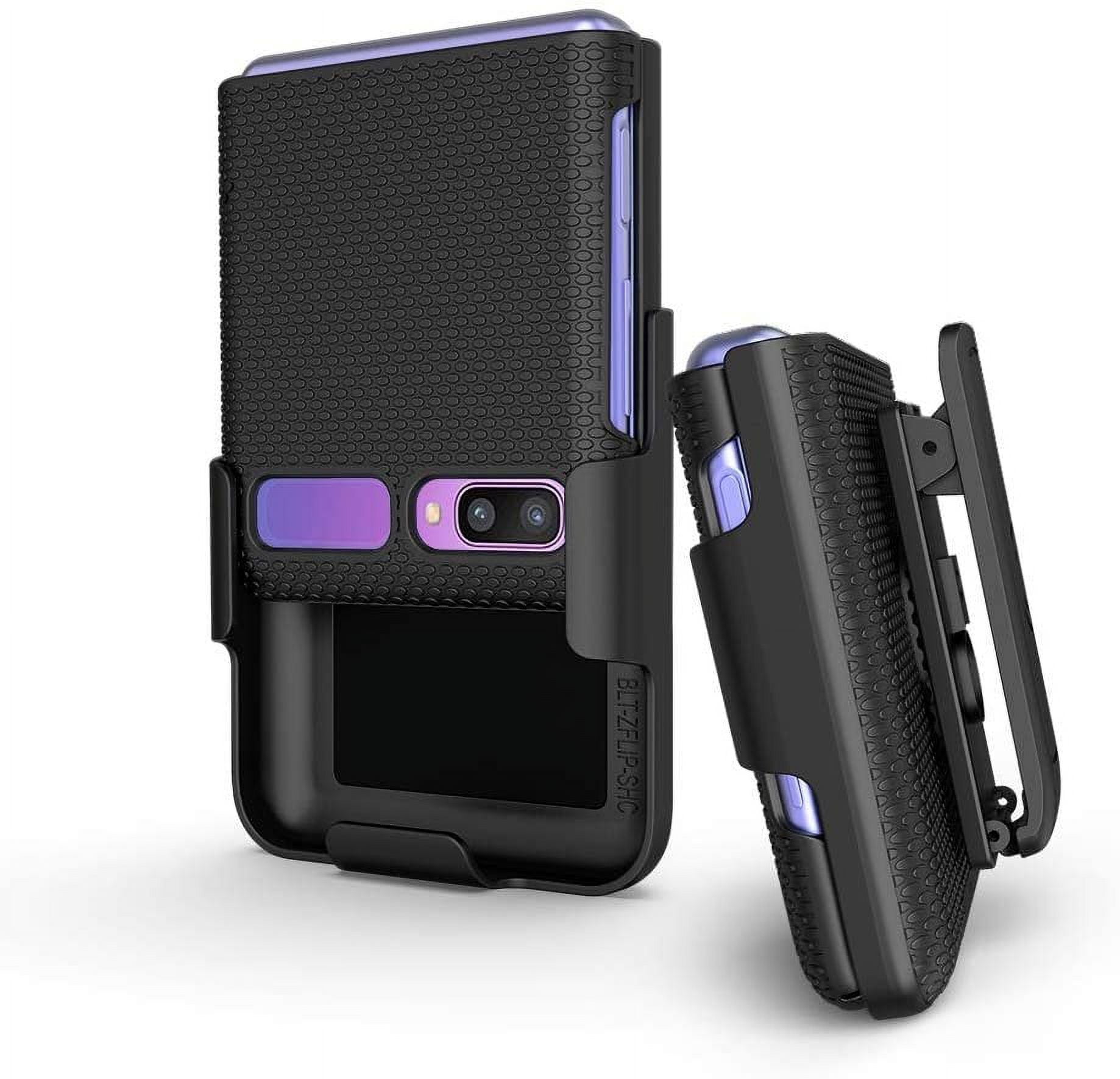 Galaxy Z Flip Case with Clip, BELTRON Snap-On Protective Cover with Rotating Belt Holster Combo and Built in Kickstand for Samsung Galaxy Z Flip Phone SM-F700