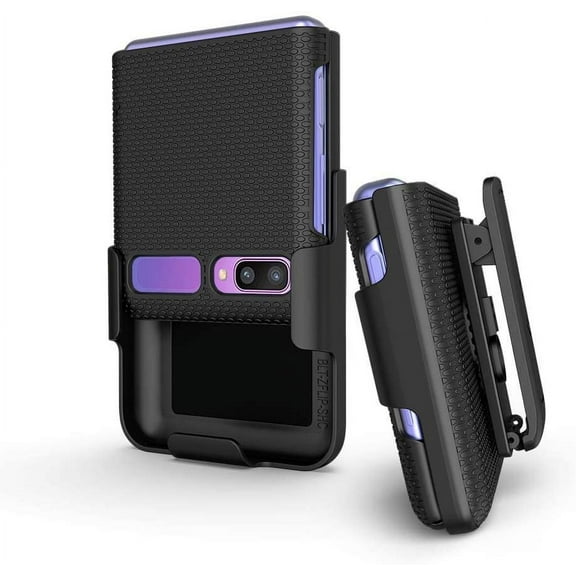 Galaxy Z Flip Case with Clip, BELTRON Snap-On Protective Cover with Rotating Belt Holster Combo and Built in Kickstand for Samsung Galaxy Z Flip Phone SM-F700