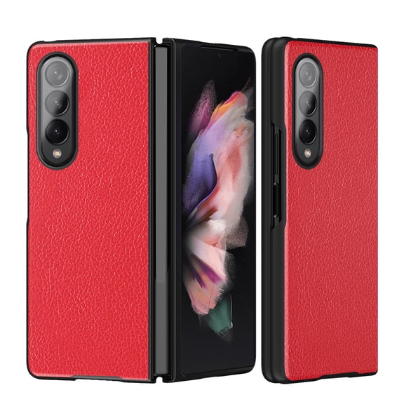 Galaxy Z Fold 2 5G Case, Galaxy Z Fold 2 5G PU Leather + Hard PC Shell Ultra Thin Slim Durable Protective Phone Case Cover for Samsung Galaxy Z Fold 25G 2020,Red