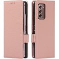 thumbnail image 1 of Galaxy Z Fold 2 5G Genuine Cowhide Leather Wallet Case,Flip Folio Magnetic Buckle Closure,Card Slots Holder,Cash Pockets Cover Case with Kickstand Cases for Samsung Galaxy Z Fold 2,Rosegold, 1 of 14