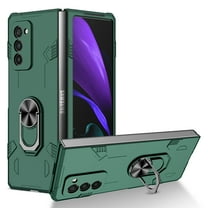 Galaxy Z Fold 2 Case,Rugged Military Grade Anti-Fall Shockproof Heavy Duty Protective Phone Case with Kickstand Magnetic Ring Stand Full Body Case For Samsung Galaxy Z Fold 2 5G,Darkgreen