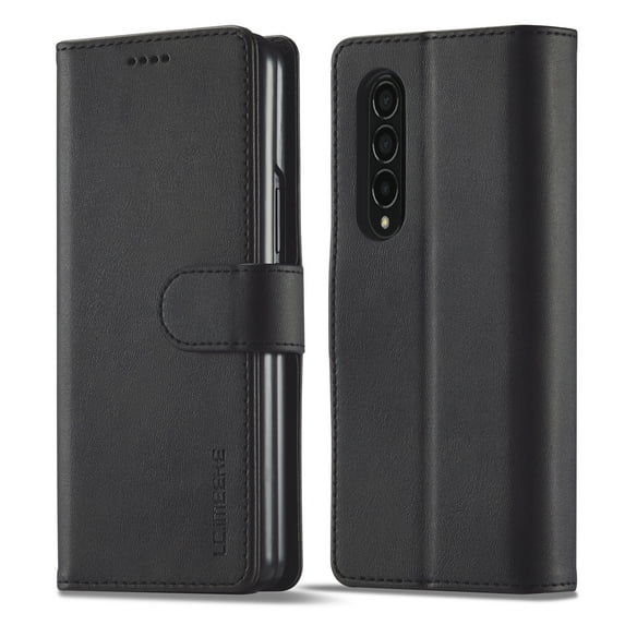 Galaxy Z Fold 3 5G Case,Samsung Z Fold 3 Luxury PU Leather Wallet Protective Stand Phone Case with Card Slots Pocket Cover Case for Samsung Galaxy Z Fold 3 5G,Black