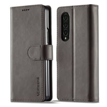 Galaxy Z Fold 3 5G Case,Samsung Z Fold 3 Luxury PU Leather Wallet Protective Stand Phone Case with Card Slots Pocket Cover Case for Samsung Galaxy Z Fold 3 5G,Gray