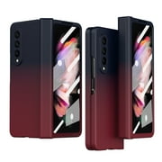 Galaxy Z Fold 3 Case and Cover with Built-in Tempered Glass Screen Protector, Allytech Folding Anti-Drop Shock-Proof Full Coverage Bumper Gradient Case for Samsung Galaxy Z Fold 3 5G 2021, Black + Red