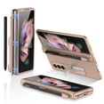 thumbnail image 1 of Galaxy Z Fold 3 Case with Pen Holder, Dteck Samsung Fold 3 Slim Ultra-Thin PC with Kickstand Folio Flip Phone Cover, Gold, 1 of 7