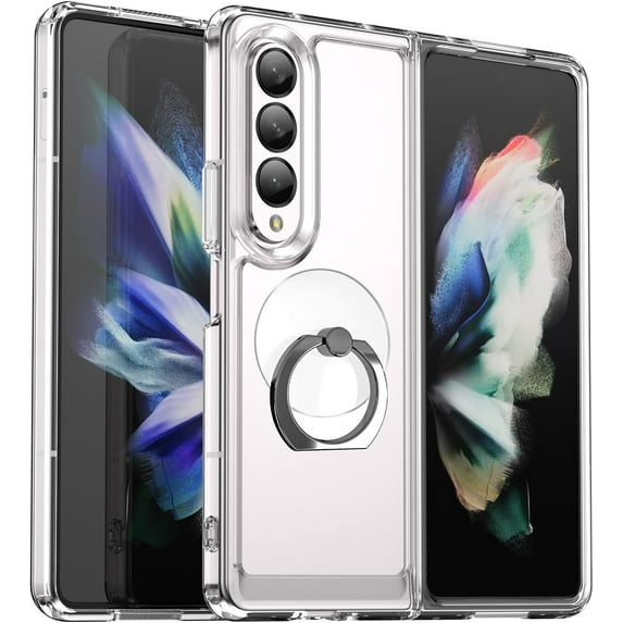 for Galaxy Z Fold 4 5G Case Samsung Z Fold 4 5G Case with Transparent Bracket Premium Clear Back Panel + TPU Bumper Cover for Samsung Galaxy Z Fold 4 5G(XC Clear)