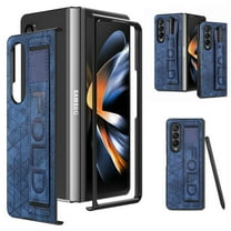 Galaxy Z Fold 4 5G Case, TECH CIRCLE Slim Lightweight PU Leather Flip Folio Cover with Wristband Pen Holder Full Body Rugged Protective Case for Samsung Galaxy Z Fold 4 5G 2022,Blue