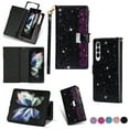 thumbnail image 1 of Galaxy Z Fold 4 Case for Girls Women, Allytech Glitter Bling Kickstand Magnetic Clasp Credit Cards Slots Zipper Pocket Flip Cover Wallet Case for Samsung Galaxy Z Fold 4 - Black, 1 of 6