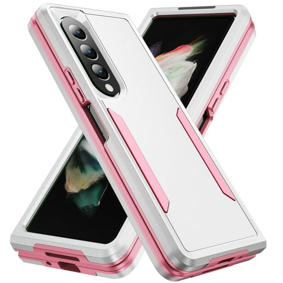 Galaxy Z Fold 4 Case,TECH CIRCLE [Dual Layer Protection] Shockproof Protective Lightweight Case for Samsung Galaxy Z Fold 4 5G 7.6 inch 2022 Release,White+Pink