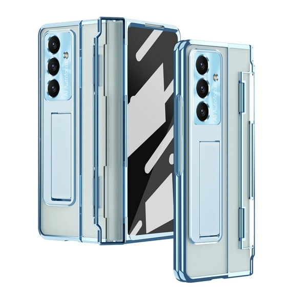 for Galaxy Z Fold 7 5G Case, [Full Cover Hinge Protection] Transparent Shockproof Protective Phone Case with Built-in Screen Protector & Magnetic Kickstand for Samsung Z Fold 7 5G, Blue