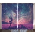 thumbnail image 1 of Ambesonne Galaxy Curtains 2 Panel Set, Lonely Tree View, 108" x 90", Pink Coral Blue, 1 of 3