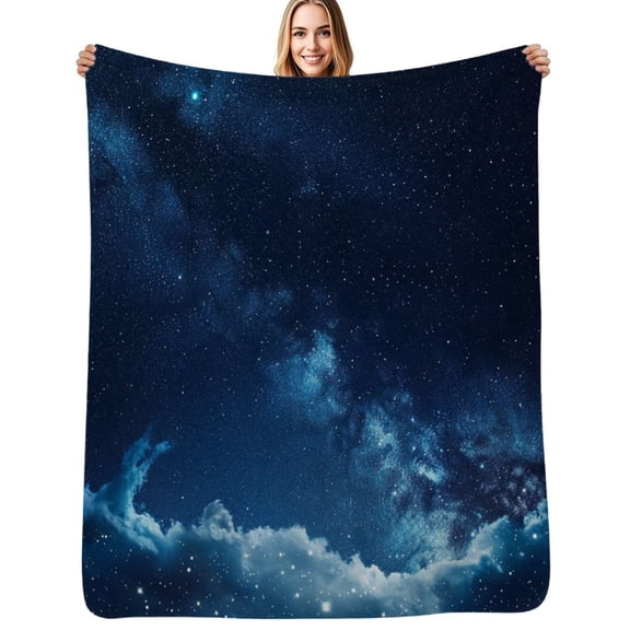 Galaxy - blue Flannel Blankets Soft Throw Blanket Winter Travel Office Outdoor Bedspread
