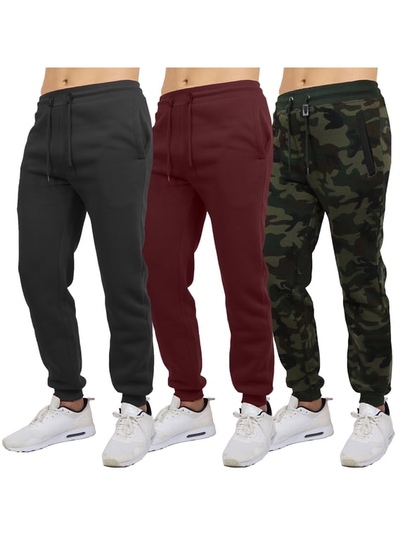 3-Pack Mens Slim Fit Fleece Jogger Sweatpants (S-2XL)