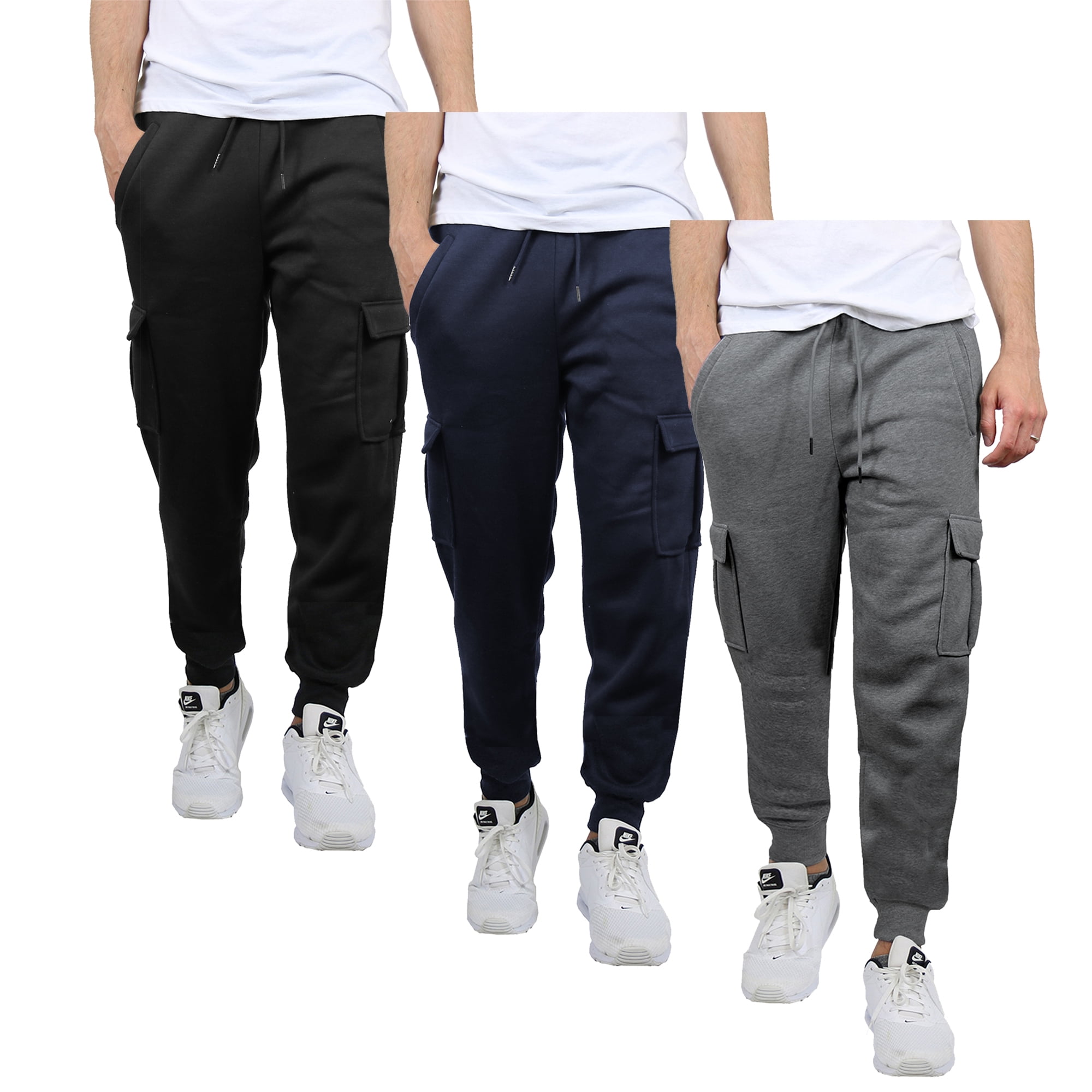 Galaxy by Harvic 3-Pack Mens Slim Fit Fleece Jogger Sweatpants (S-2XL ...