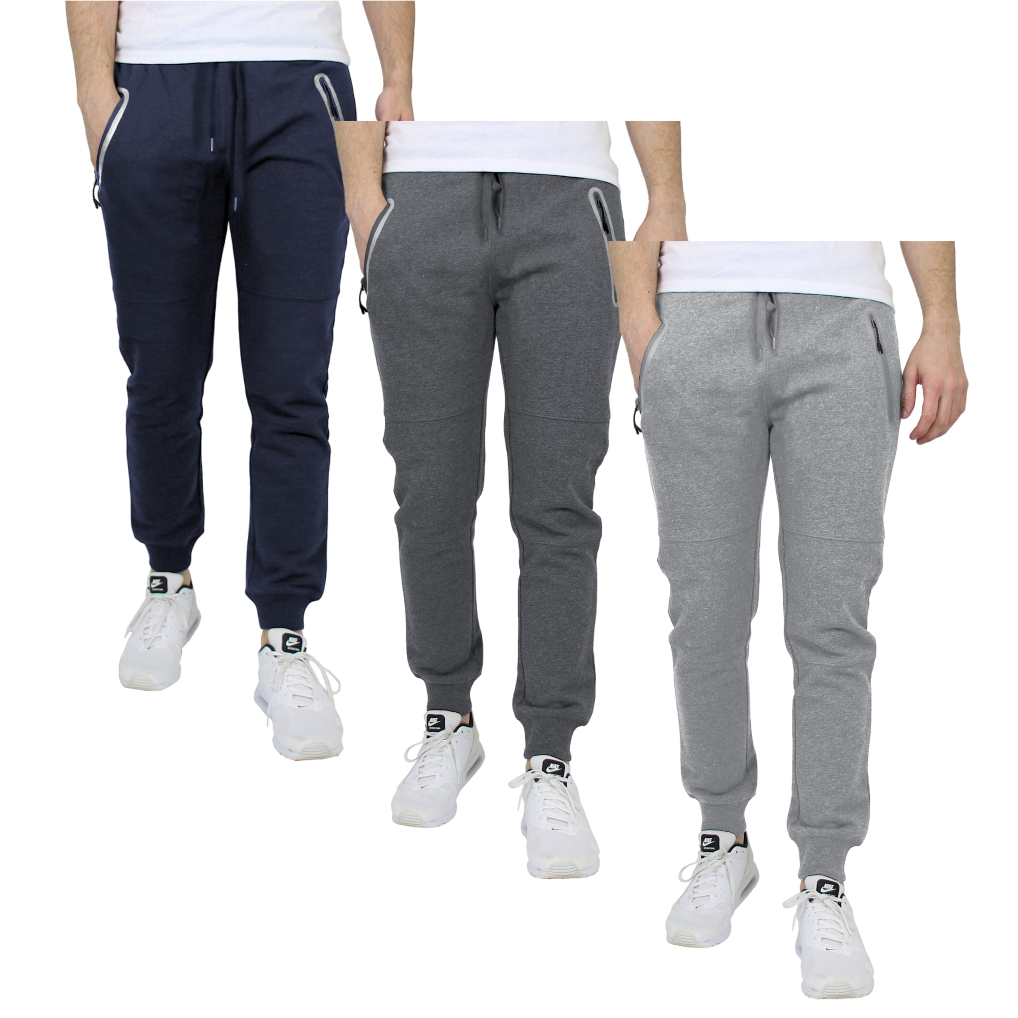 Galaxy by Harvic 3-Pack Mens Slim Fit Fleece Jogger Sweatpants (S-2XL ...