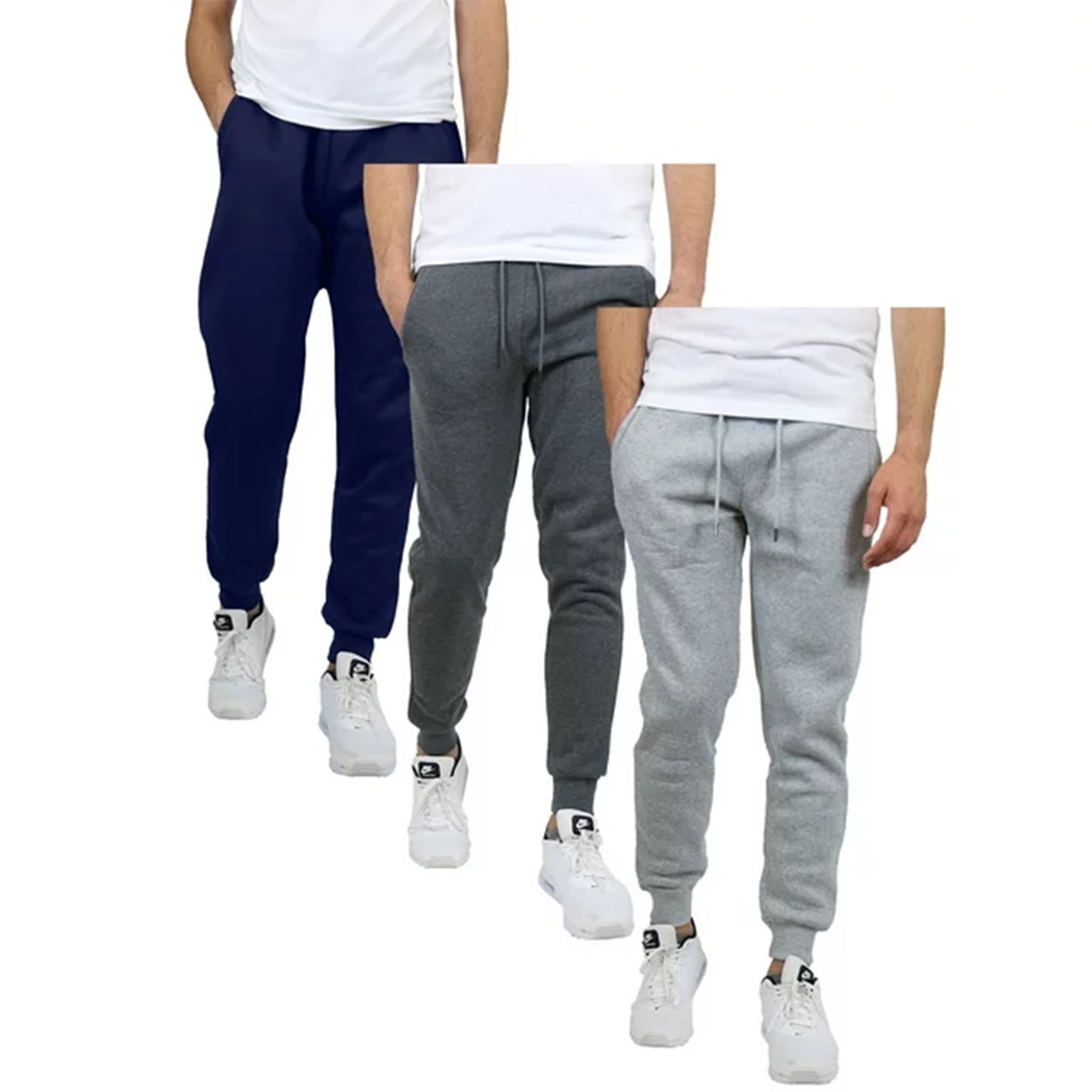 Galaxy by Harvic 3-Pack Mens Slim Fit Fleece Jogger Sweatpants (S-2XL ...