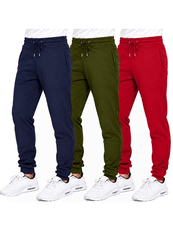 3-Pack Mens Slim Fit Fleece Jogger Sweatpants (S-2XL)